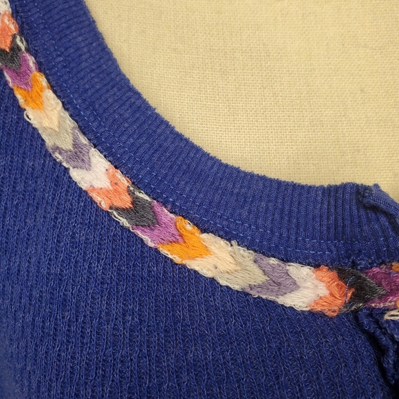 We The Free Blue Boho Hippy Rainbow‎ Thermal Waffle Knit Top Size Medium - Picture 8 of 12